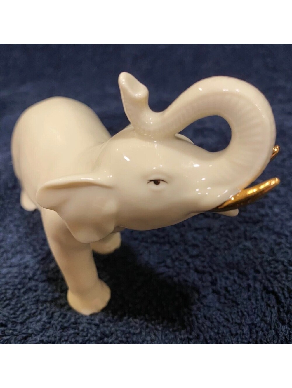Lenox White Elephant Standing Gold Tusk & Toes, Figurine 4"×3" Made in China